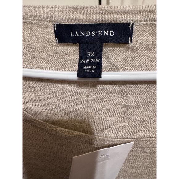 Land's End Lightweight Sweater Cream Tan Long Sleeve Cotton Linen Plus Sz 3X - Picture 3 of 9